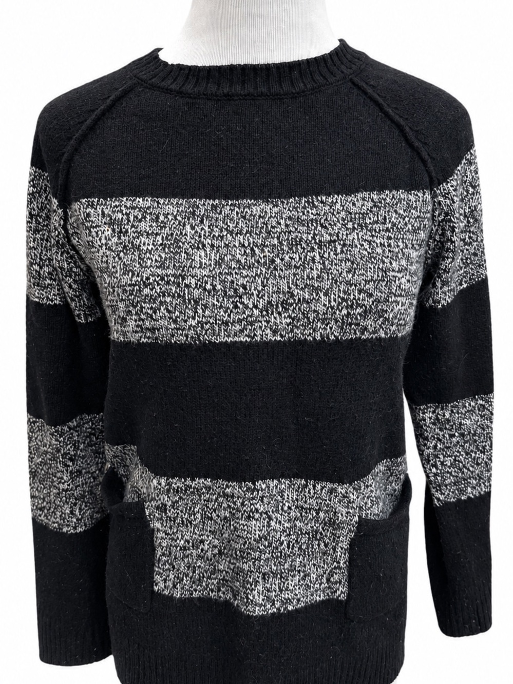 GAP Black and White Striped Crewneck Sweater XS